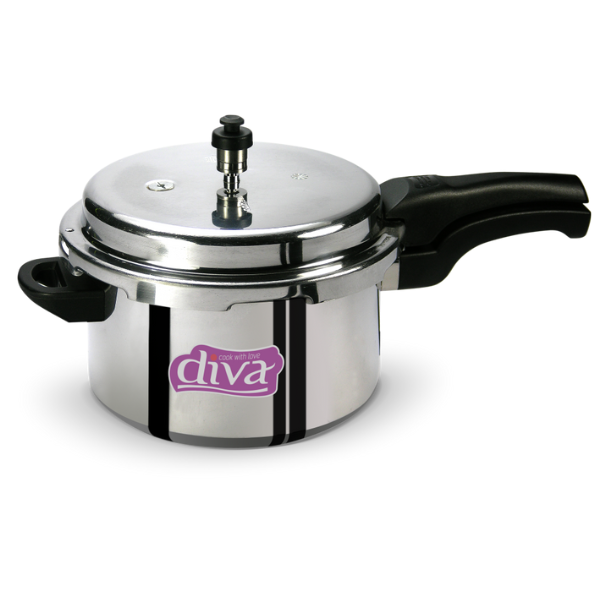 DIVA Aluminum 5 Ltr Outer Lid Pressure Cooker - Induction Base, Lightweight & Efficient Cooking